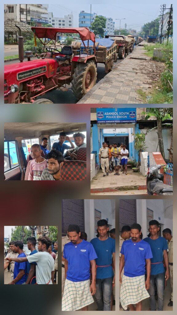 डामरा घाट में बालू माफिया पर कार्रवाई, आसनसोल साउथ थाना पुलिस ने 11 ट्रैक्टर किए जब्त 1 20250723 123251