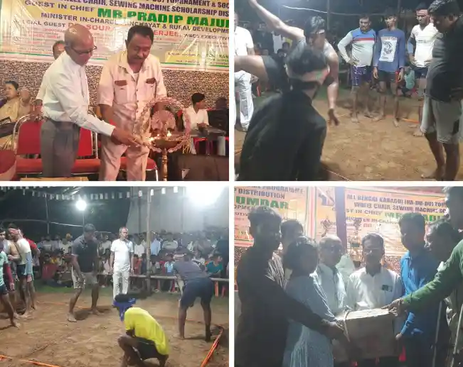 কাঁকসায় হাঁ-ডু-ডু প্রতিযোগিতায় সমাজসেবার ছোঁয়া, বিতরণ হুইলচেয়ার-সেলাই মেশিন 1 ezgif 2cba19fe2c4b08