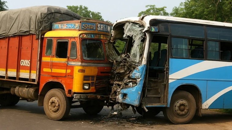 पूर्व बर्धमान : ट्रक से टकराई तीर्थयात्रियों से भरी बस, भीषण हादसे में बिहार के 10 लोगों की मौत, 35 घायल 2 बस1