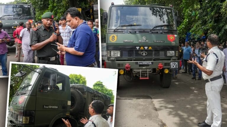 कोलकाता में सेना बनाम ममता सरकार, कल जवानों ने हटाया था टीएमसी का स्टेज, आज बंगाल पुलिस ने मिलिट्री का ट्रक रोका 1 3 2